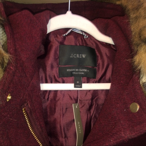 NWT J Crew Heather Fire Red Chateau Parka Stadium Cloth 10 - Picture 7 of 9